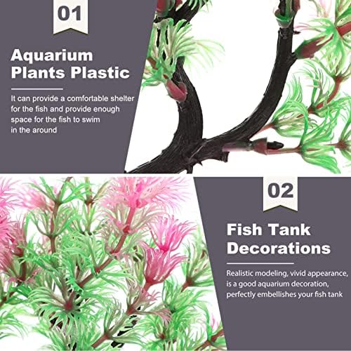 עץ אקווריום אקווריום IPETBOOM צמחי מיכל דגים מלאכותיים קישוט עץ בונסאי מימי למשרד ביתי אקווריום דגים קישודים ורוד