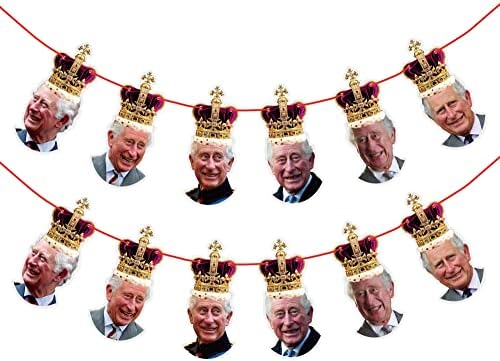 קינג הכתרה בונטינג גרלנד קישוט מפלגת צ'ארלס 2022 Bunting 2.5 מטר בריטניה איחוד דגל ג'ק