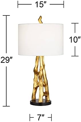פוסיני אירו עיצוב אורגני מודרני שולחן מנורות 29 גבוה סט של 2 זהב במבוק פיסול לבן בד תוף צל דקור לחדר שינה סלון משפחה חדר המיטה שידה בית בית משרד
