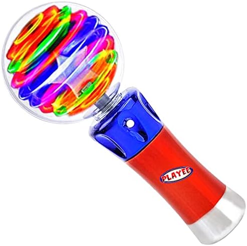 צעצוע שרביט קסמים מואר-שרביט כדור מסתובב צבעוני לילדים - צעצוע חושי עם נורות לד - נעילת תשומת לב צעצוע אור מסתובב עם מופע אור צבעוני-לבנים ולבנות