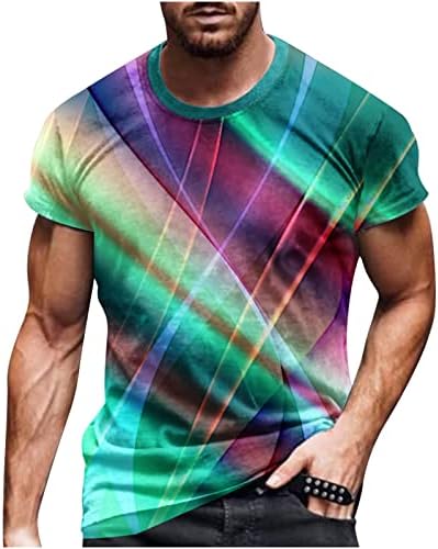 חולצות לגברים מקרית עגול צוואר 3 ד דפוס דיגיטלי סוודר כושר ספורט מכנסיים קצרים שרוולים חולצה חולצות
