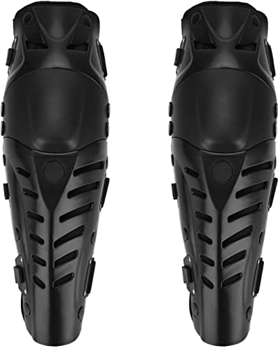 9 מגיני ברכיים, שחור מתכוונן ארוך רגל שרוול הילוך עמיד בפני התנגשות מגן שין משמרות לאופנוע אופני הרים-1 זוג