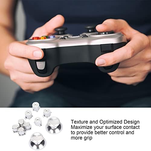 לחצני בקר PS5 של Yoidesu, כפתור ABXY מתכת + מקש צולב + כפתור בקר ראש פטריות מקש ג'ויסטיק מכסף כפתורים מלאים מכוונים לבקר פלייסטיישן 5