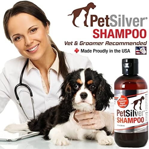 שמפו פטסילבר עם כסף קלטי לכלבים וחתולים, תוצרת ארצות הברית. ניחוח וניל והדרים. 8 אונקיות