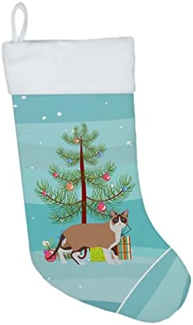 אוצרות קרוליין CK4719CS חתול שלג של שלג גרב חג מולד שמח, אח תלויה גרביים עונת חג המולד עיצוב חג המולד קישוטים לחג משפחתי,