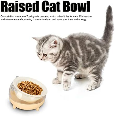 קערות חתולים מוטות קערת האכלה מוגבהת עם מעמד, קערת מים לחתול קרמיקה קערת מים לחתולים לגור חתלים
