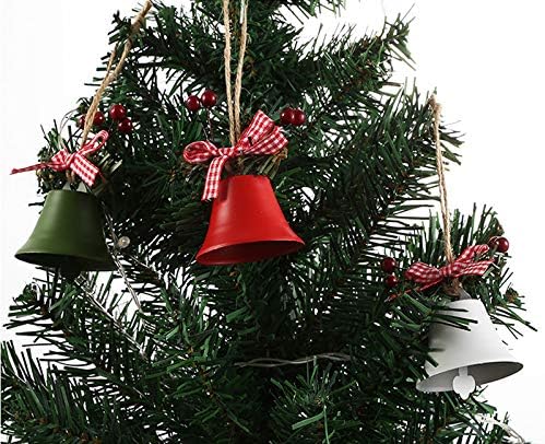 פעמוני ג'ינגל של Asekonc, 3 חבילות קישוט לקישוט פעמון חג המולד עם קשת משובצת יער, תליוני עץ חג המולד בגודל 2.16 אינץ