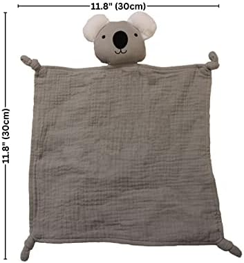 הבחירה של Grammy's Baby Koala Bear Lovey שמיכה ואבטחה שמיכה, יילוד חיוני לתינוקת או לתינוק. מוסלין כותנה אורגני עם מילוי פוליאסטר, רכות יוקרה
