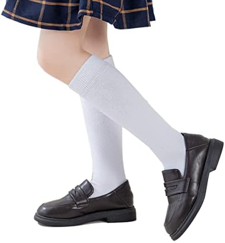 בנות הברך גבוהה גרבי ילדים בני בית ספר אחיד חלקה כותנה גרבי גרביים לבן שחור אפור 3/6 חבילה